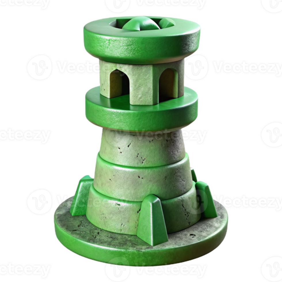 extraordinary vintage Green Terraform Tower Cutout Isolated on White Background high quality png