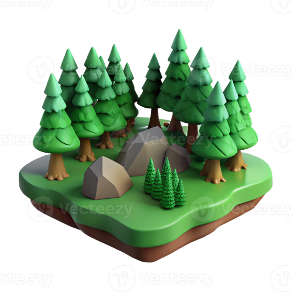 vibrant modern Green Valley Forest Edge Isolated with Soft Shadows exclusive png