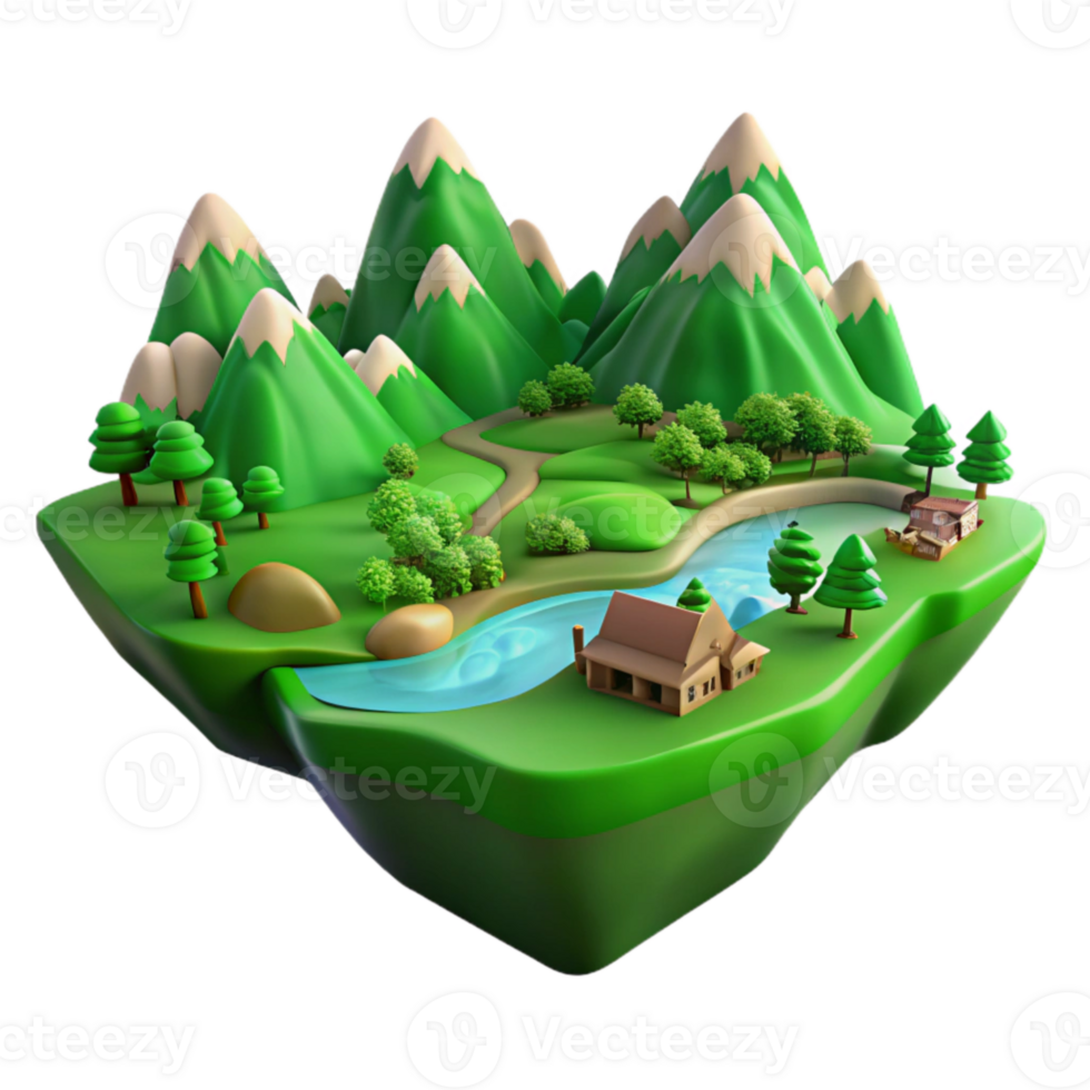 magnificent creative Green Valley Panorama Cutout with Clear Sky high quality png