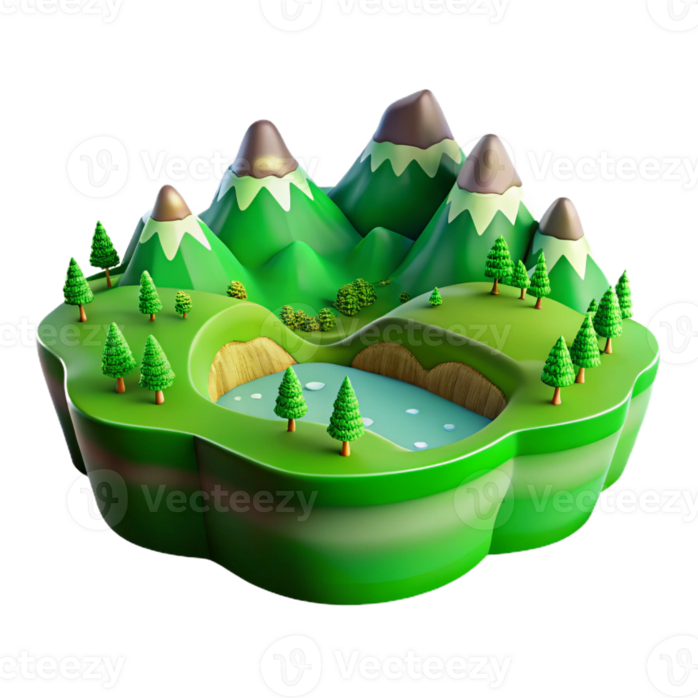 magnificent artistic Green Valley Panorama Cutout with Clear Sky premium png