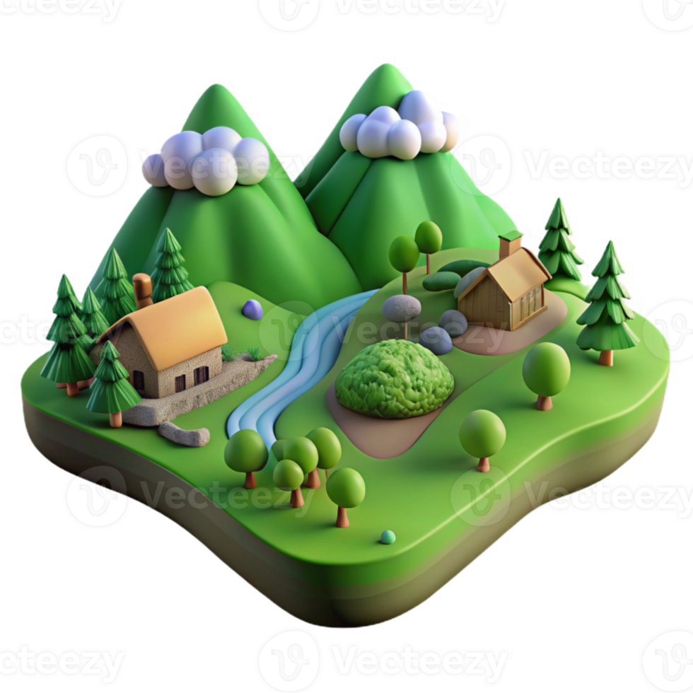 serene abstract Green Valley Cutout Isolated Earthy Terrain Top View high resolution png