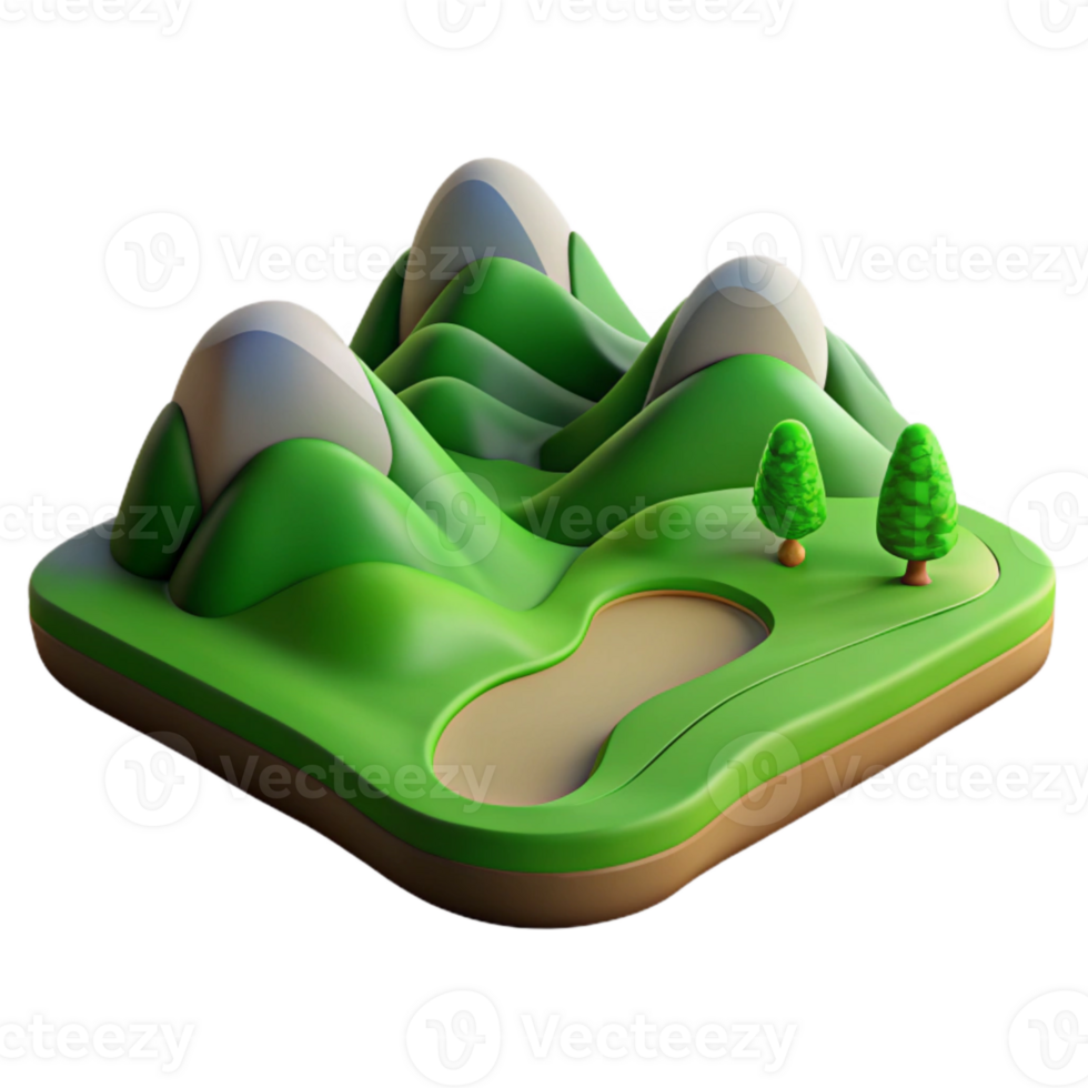magnificent artistic Green Valley Transparent Background Rolling Hills Perspective original png