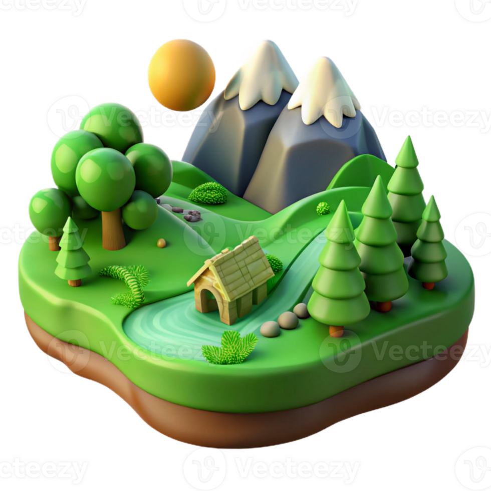 impressive modern Green Valley Isolated Terra Verde Terrain Sunlit Scene original png