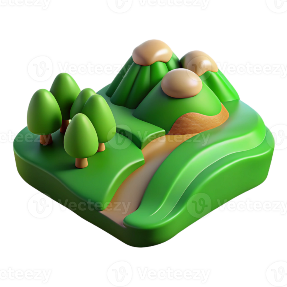 vibrant artistic Green Valley Transparent Background Rolling Hills Perspective png