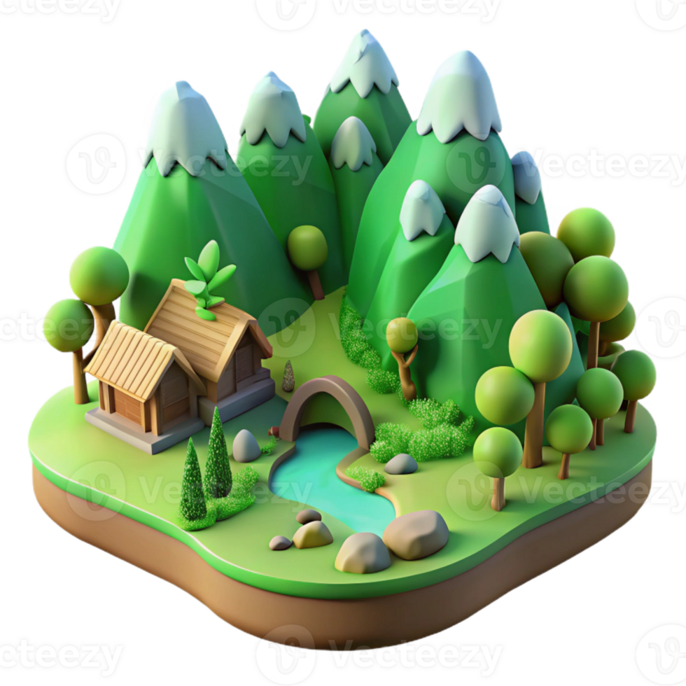beautiful modern Green Valley Isolated Terra Verde Terrain Sunlit Scene professional png