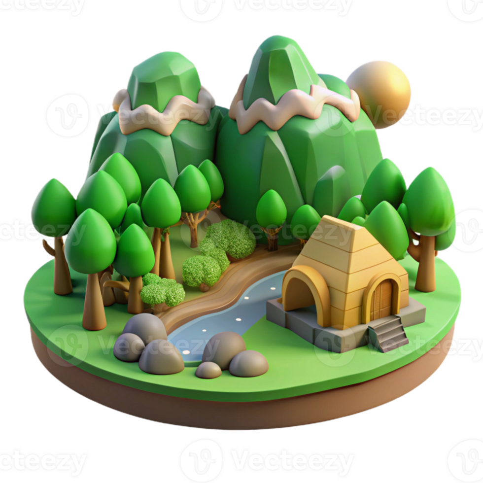 magnificent minimalist Green Valley Isolated Terra Verde Terrain Sunlit Scene high resolution png