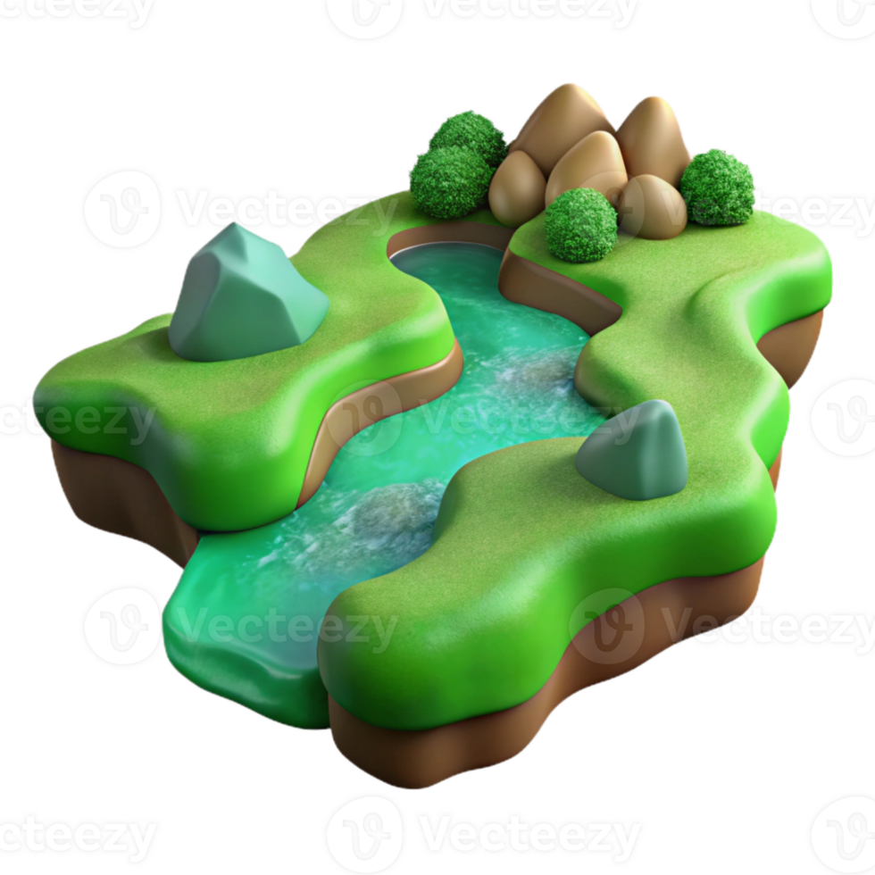 beautiful minimalist Green Valley Stream Cutout Isolated with Transparent Background genuine png