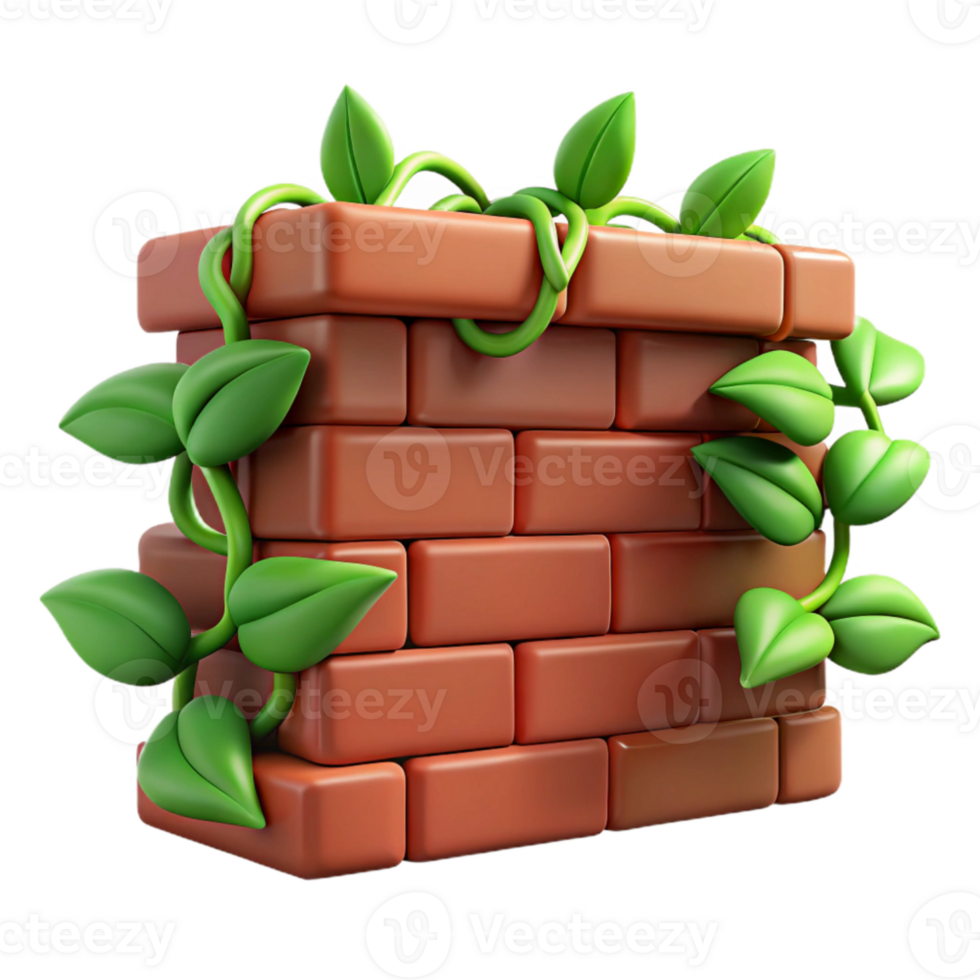 stunning vintage Green Vines on Red Brick Wall Element Isolated exclusive png