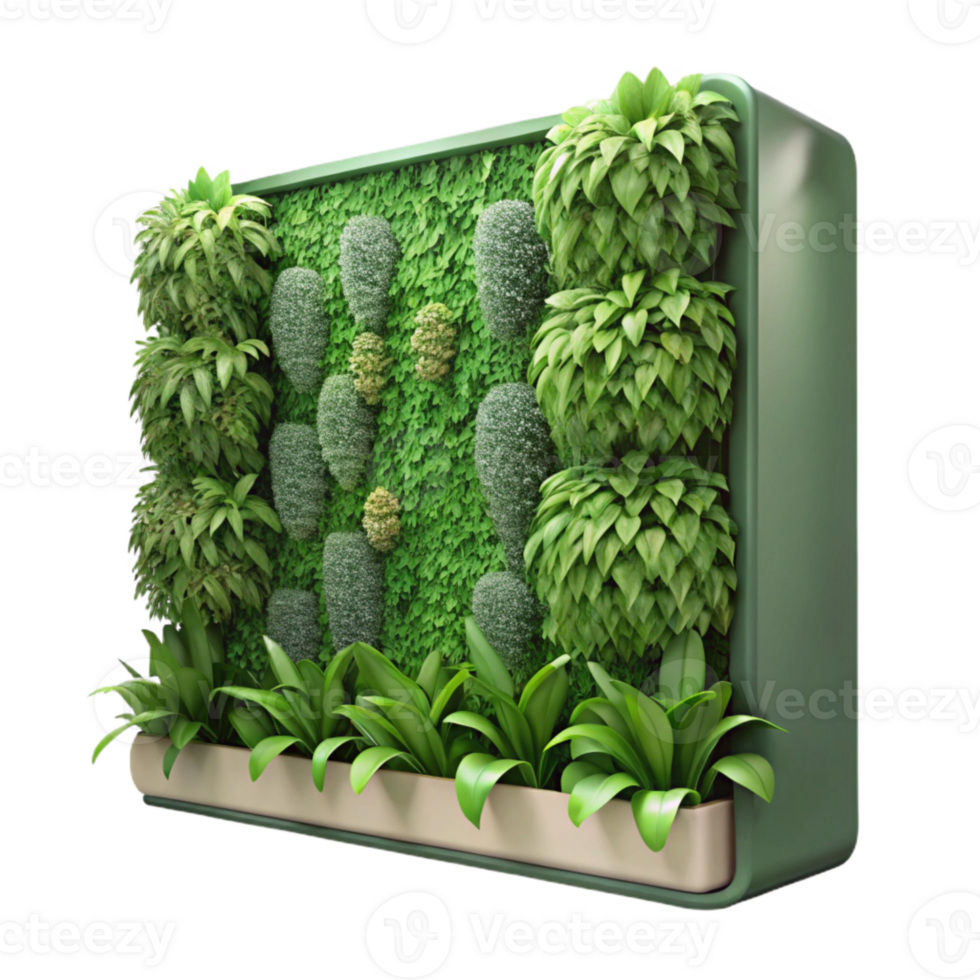 serene classic Green Wall Indoor Vertical Garden Transparent Background authentic png
