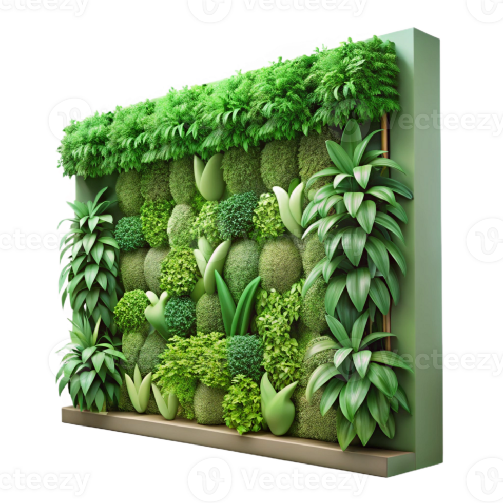 beautiful classic Green Wall Indoor Vertical Garden Transparent Background premium png