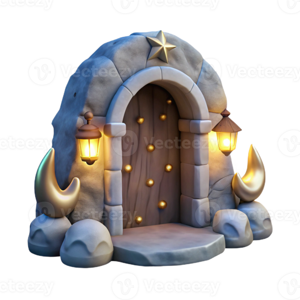 elegant artistic Grotto Entrance with Moonbeams Transparent Background exclusive png