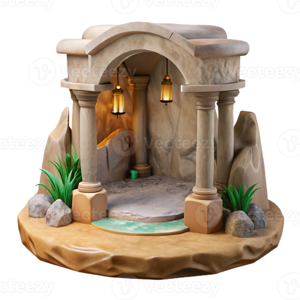 extraordinary creative Grotto Interior Isolated on Transparent Background Front View png