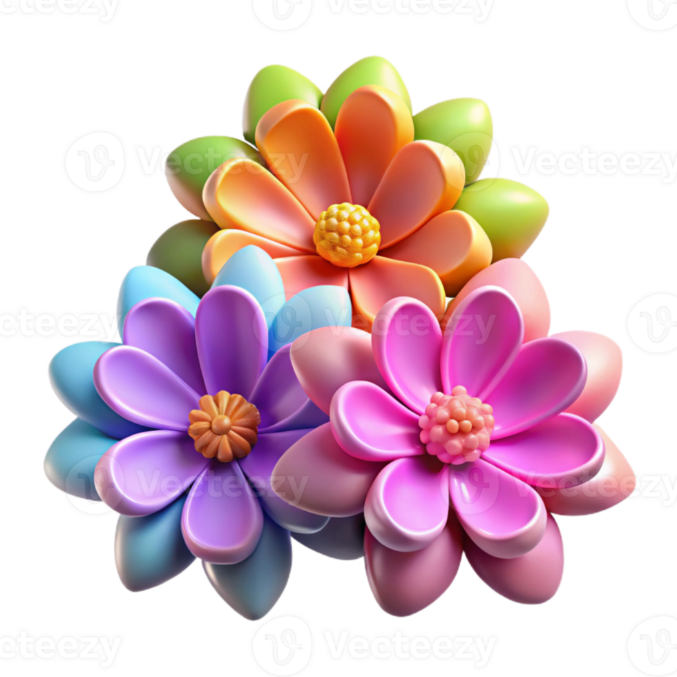 extraordinary minimalist Group of Flowers Cutout Vibrant Colors original png