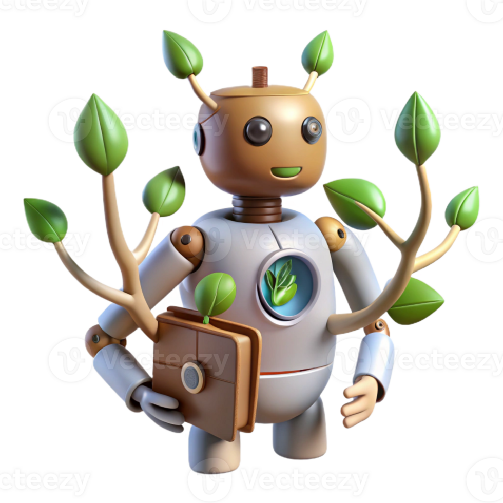beautiful traditional Growing Branches Emerging From Robot Eye Isolated exclusive png