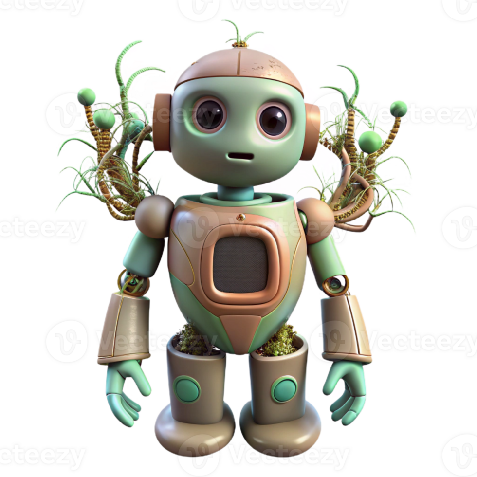 stunning modern Growing Branches Emerging From Robot Eye Isolated original png