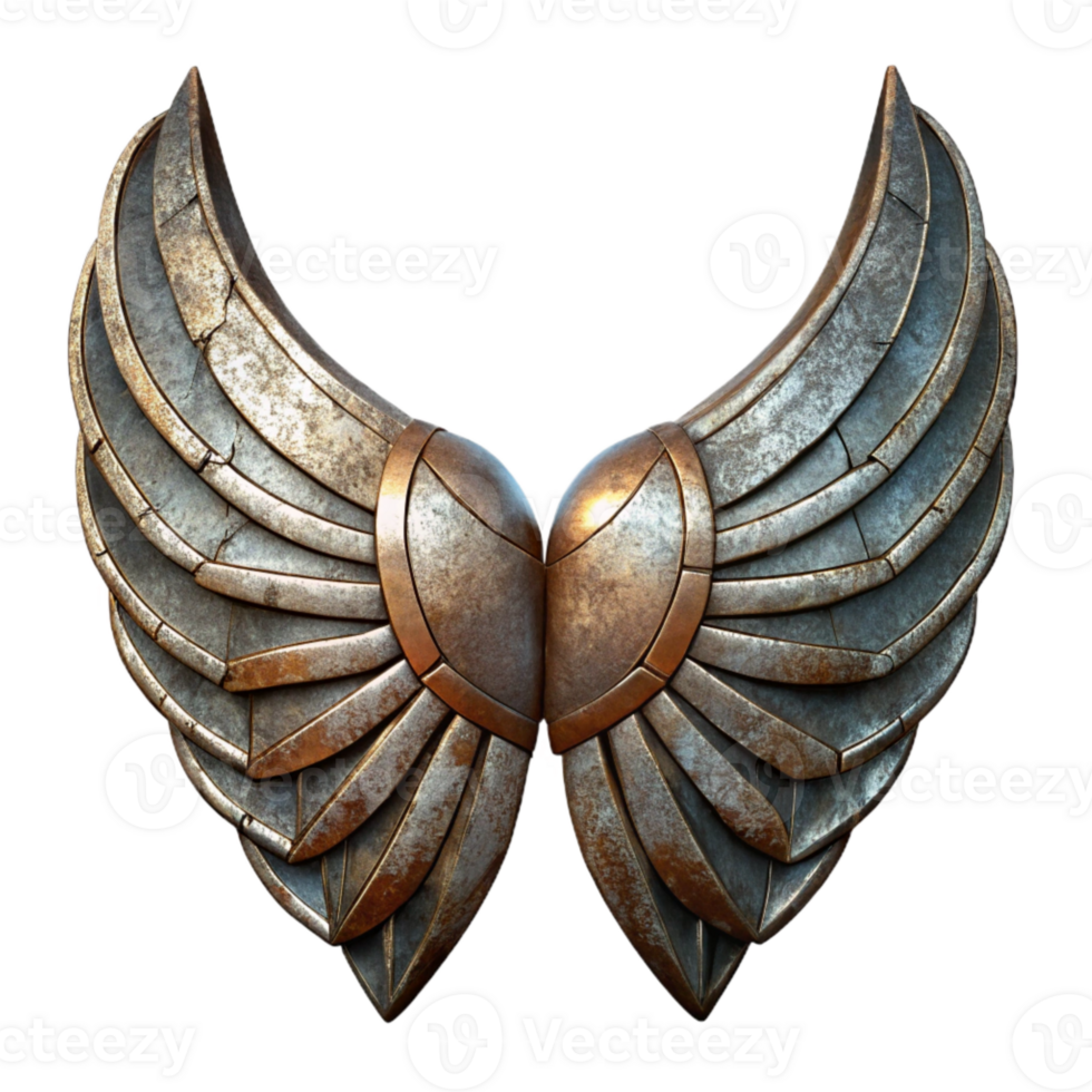 impressive contemporary Grunge Metal Wings Weathered Texture Transparent Background original png