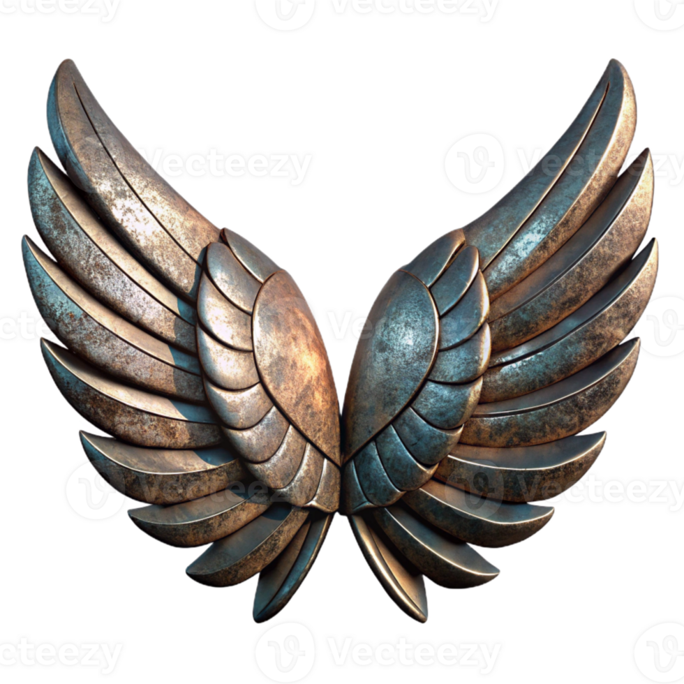 extraordinary classic Grunge Metal Wings Weathered Texture Transparent Background premium png