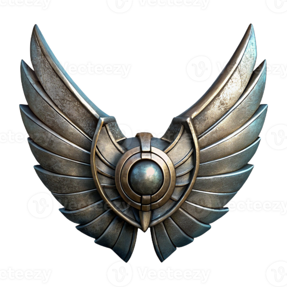 serene abstract Gunmetal Mechanical Wings Folded Position Element png