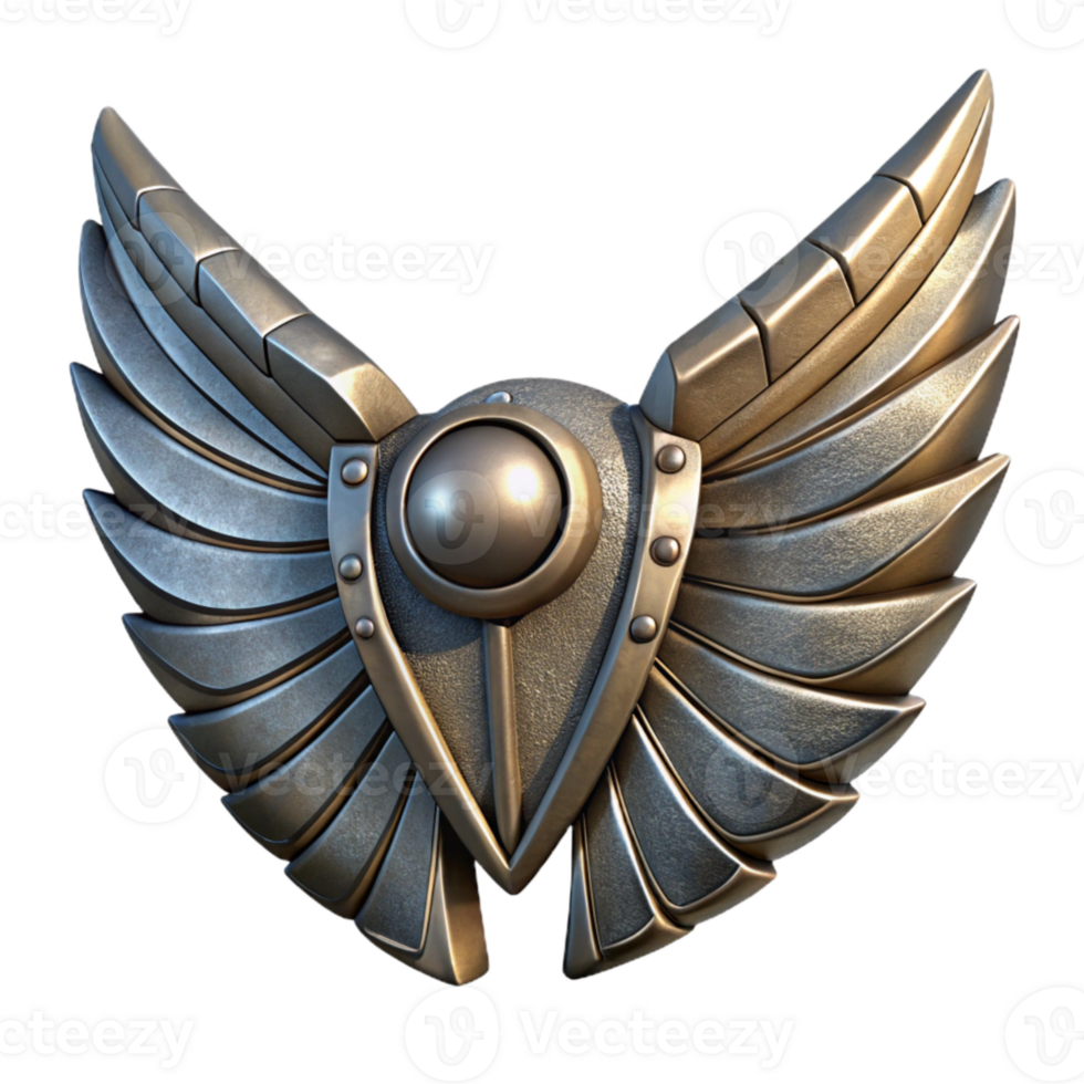 elegant abstract Gunmetal Mechanical Wings Folded Position Element original png