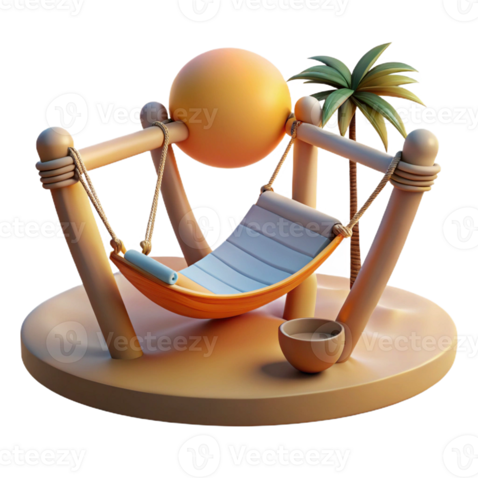serene abstract Hammock at Sunset Cutout Relaxing Beach Scene Isolated professional png