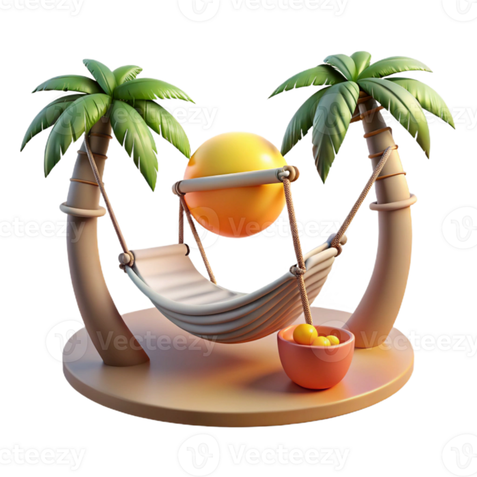 dramatic rustic Hammock at Sunset Cutout Relaxing Beach Scene Isolated original png