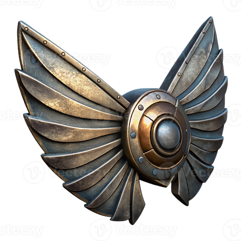 serene traditional Gunmetal Mechanical Wings Folded Position Element high quality png