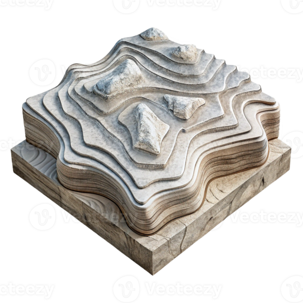 dramatic contemporary Hand Drawn Topographic Sketch Transparent Background Rustic Style high resolution png