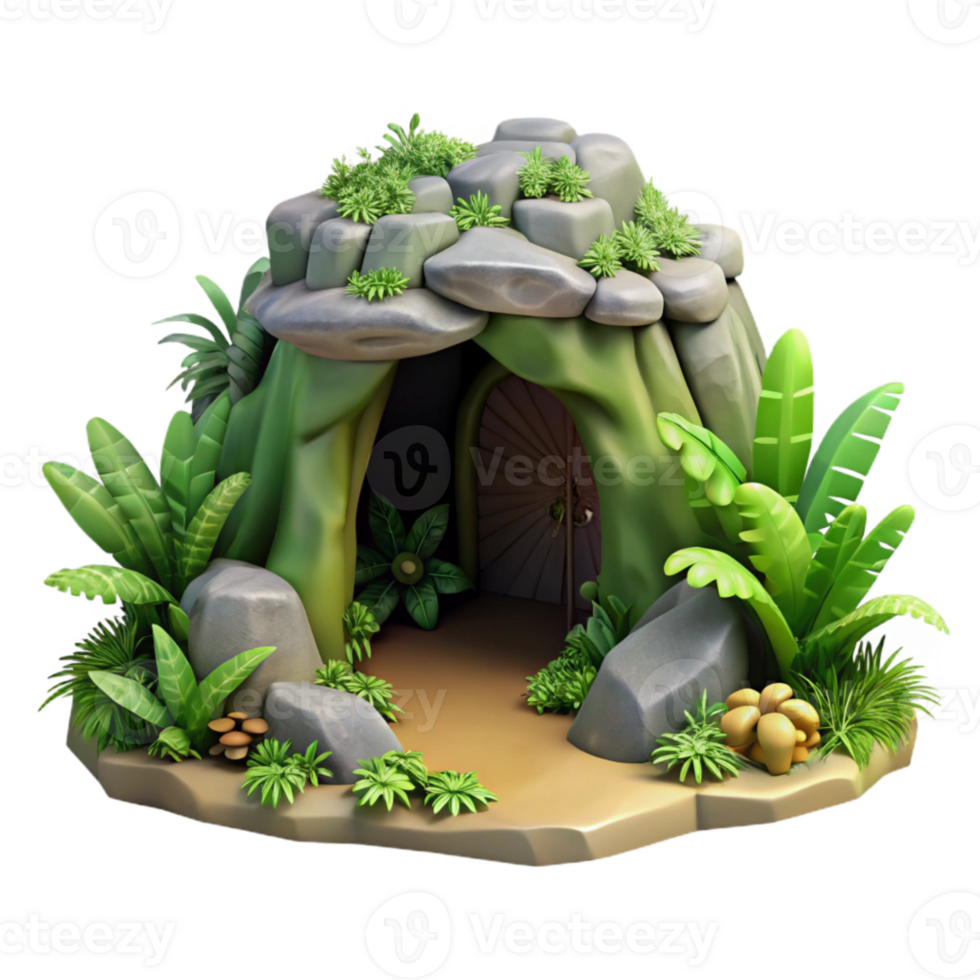 magnificent minimalist Hidden Depths Cave Entrance Cutout with Lush Greenery high quality png