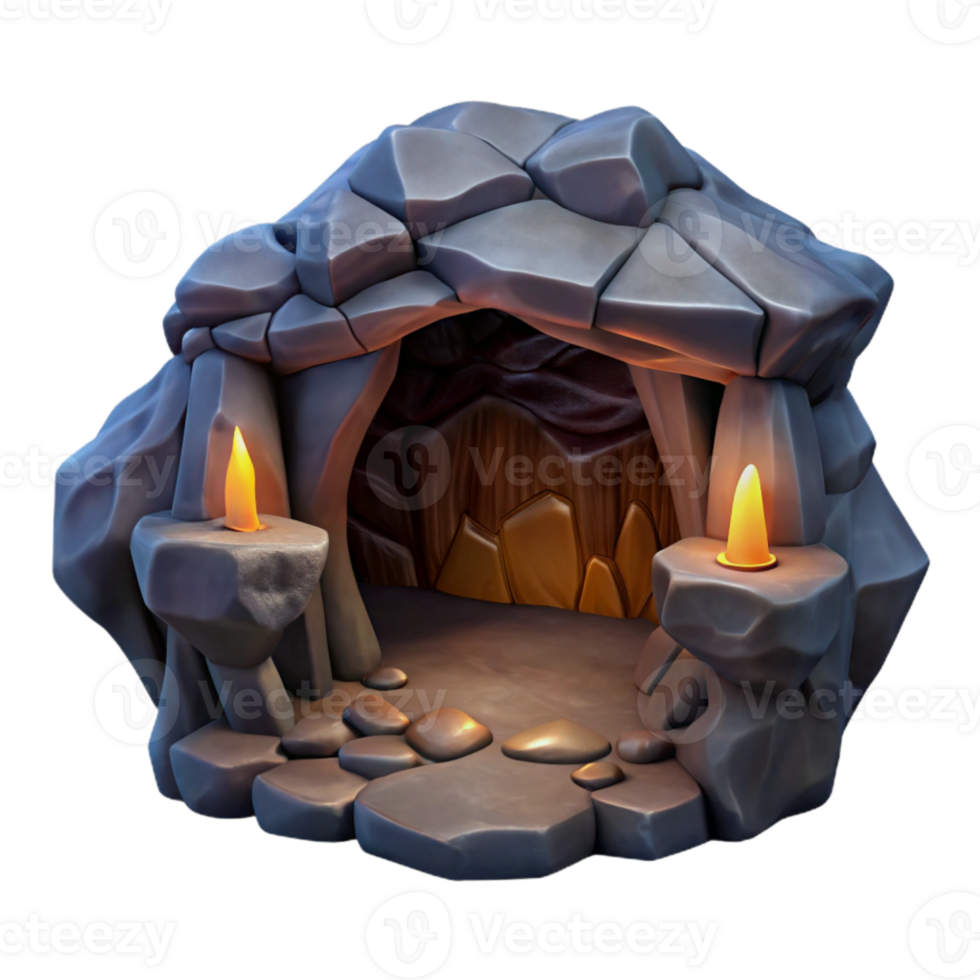 extraordinary rustic Hidden Depths Cave Cutout with Dramatic Lighting high resolution png