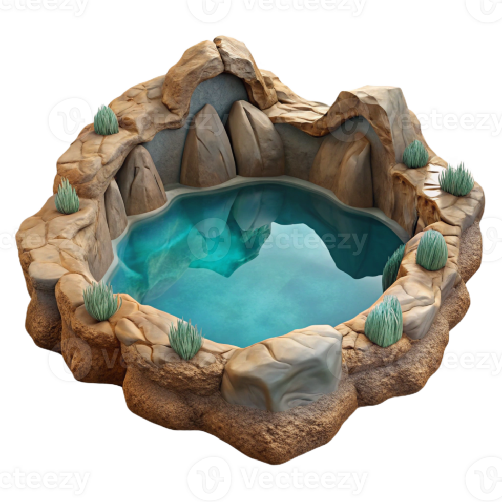 elegant artistic Hidden Depths Cave Lake Cutout with Reflective Surface png