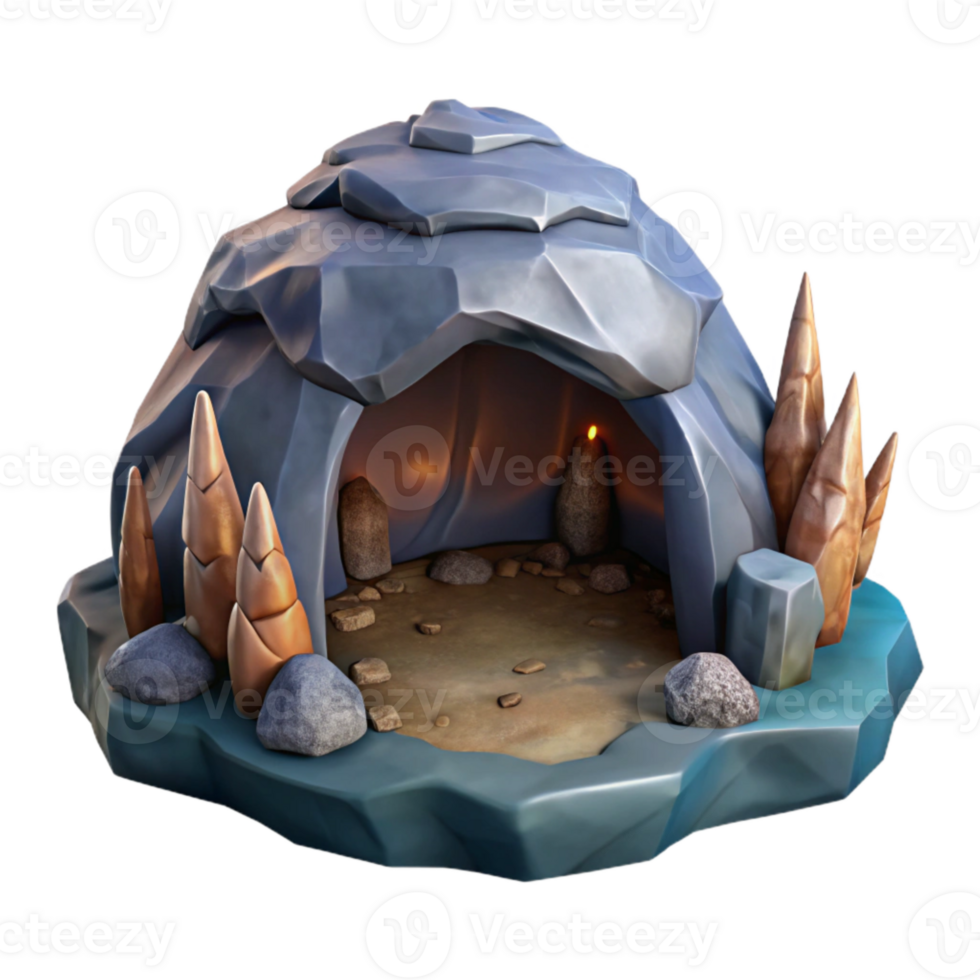 magnificent contemporary Hidden Depths Cave Cutout with Dramatic Lighting original png