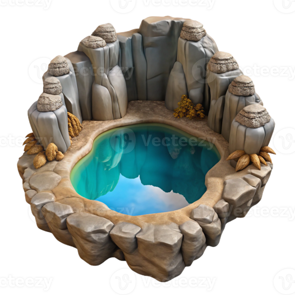 impressive classic Hidden Depths Cave Lake Cutout with Reflective Surface authentic png
