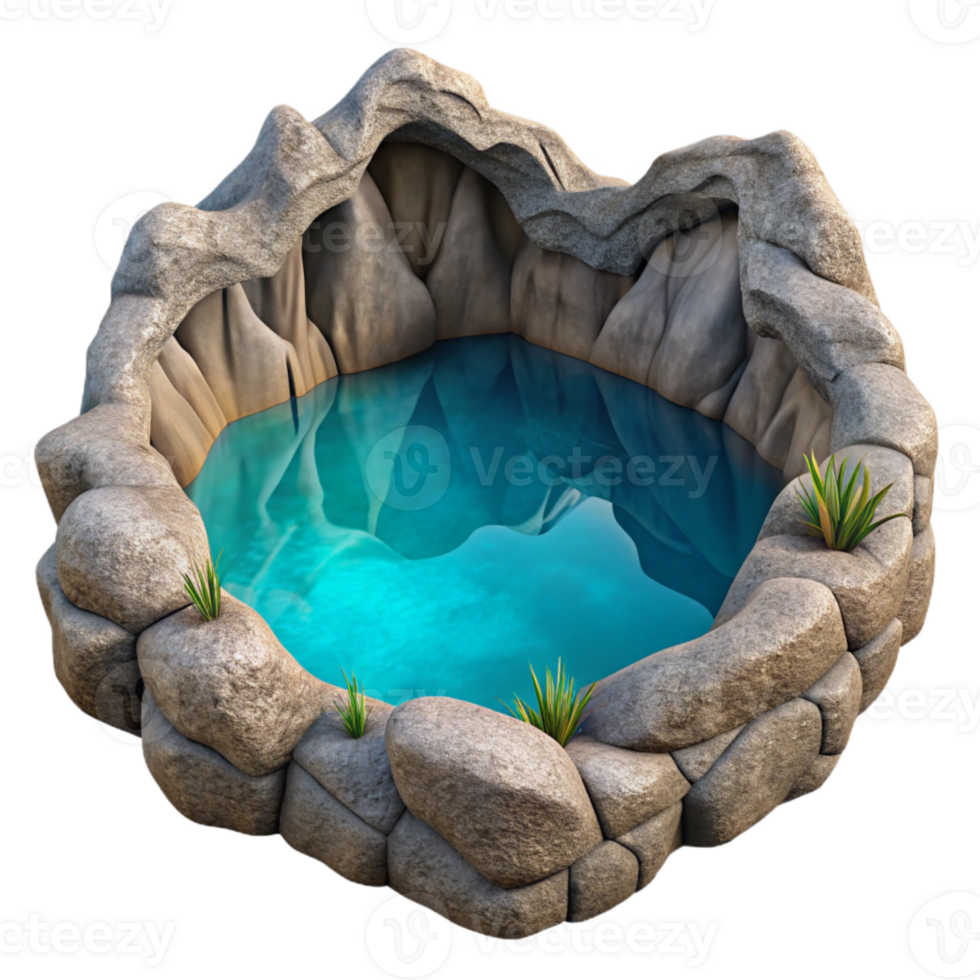 impressive classic Hidden Depths Cave Lake Cutout with Reflective Surface high quality png