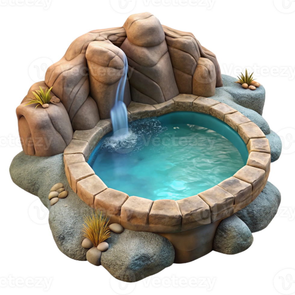 extraordinary rustic Hidden Grotto Pool Isolated with Sparkling Water professional png