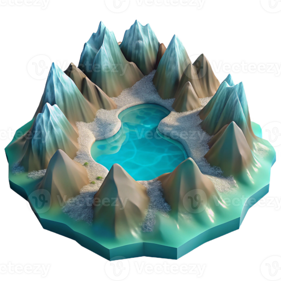 stunning artistic High Contrast Fractal Fjord Cutout Transparent Background high resolution png