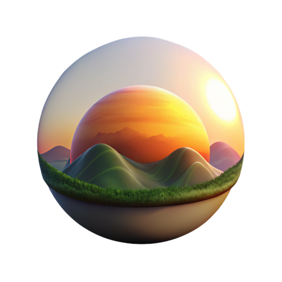 serene creative Hilltop Sunset View with Transparent Background premium png