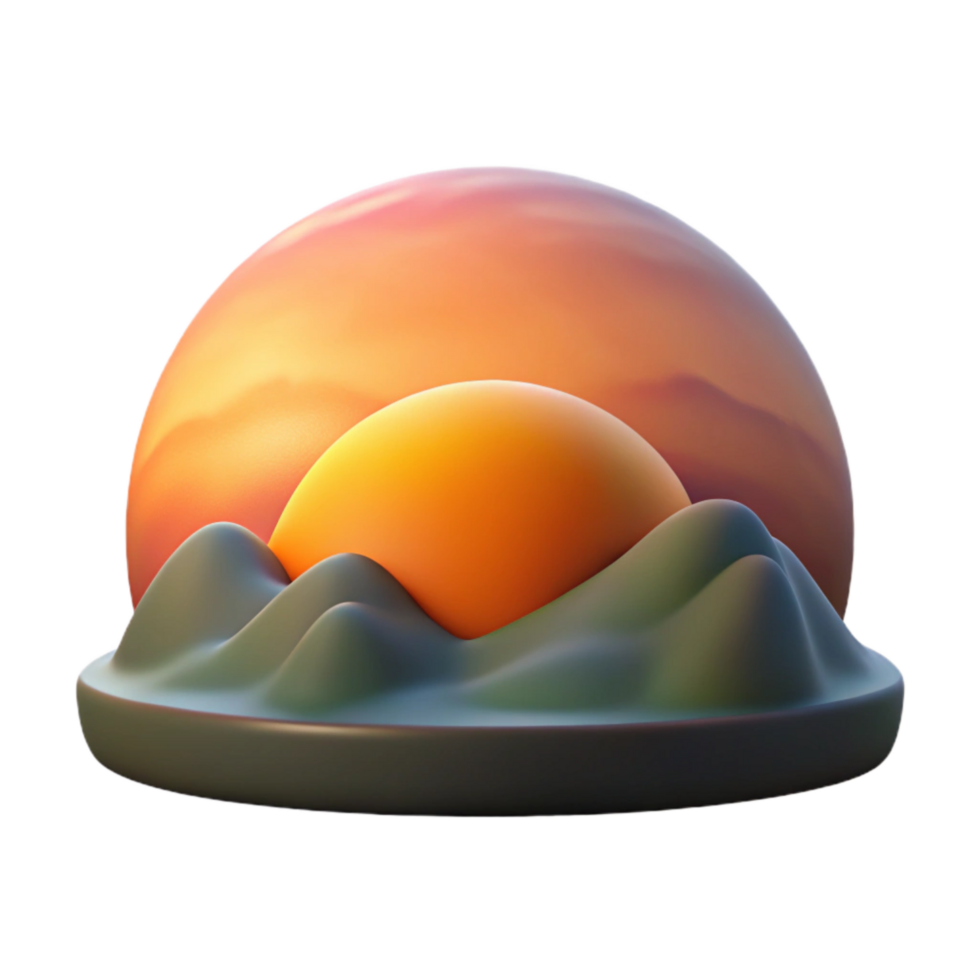 beautiful contemporary Hilltop Sunset View with Transparent Background premium png
