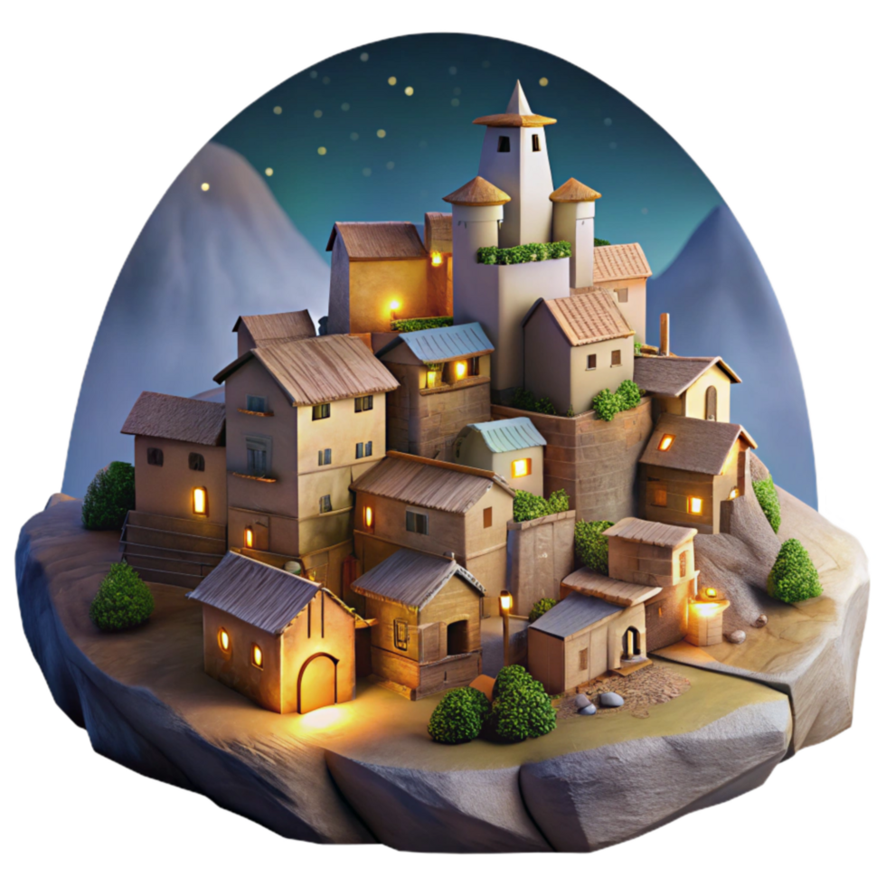 extraordinary modern Hilltop Village at Night Cutout Transparent high resolution png