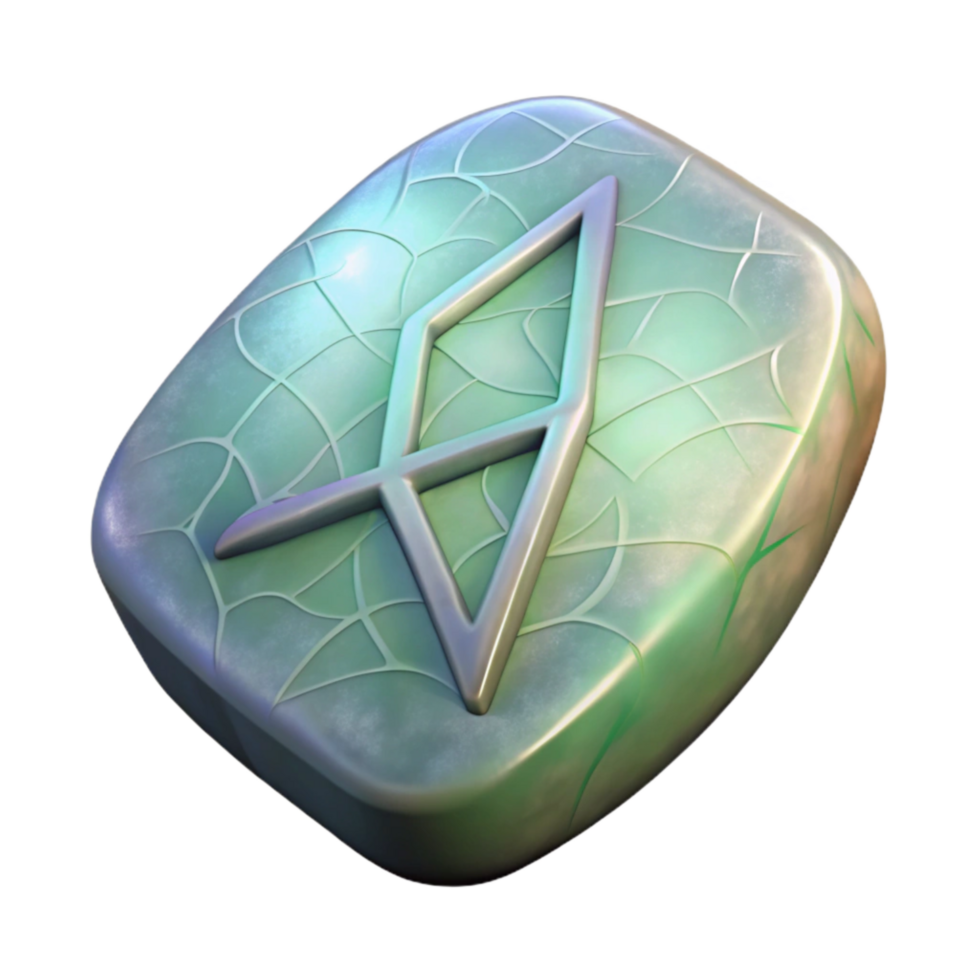 vibrant minimalist Hologram of Viking Rune Stone Transparent Background professional png