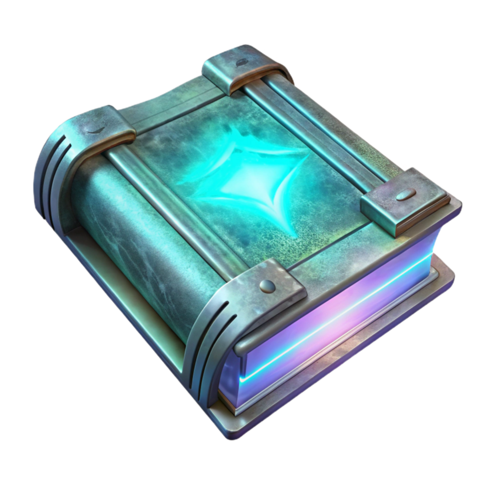 wonderful classic Hologram of Weathered Book with Glowing Pages Transparent Background genuine png