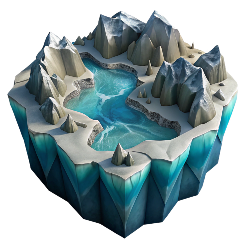 wonderful creative Icy Fjord Cliffs Transparent Background with Aerial Perspective genuine png
