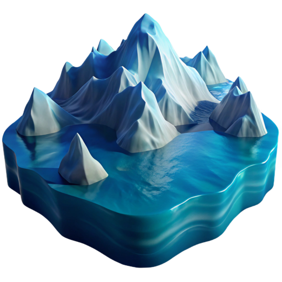 extraordinary artistic Icy Fjord Waters Isolated with Deep Blue Color png
