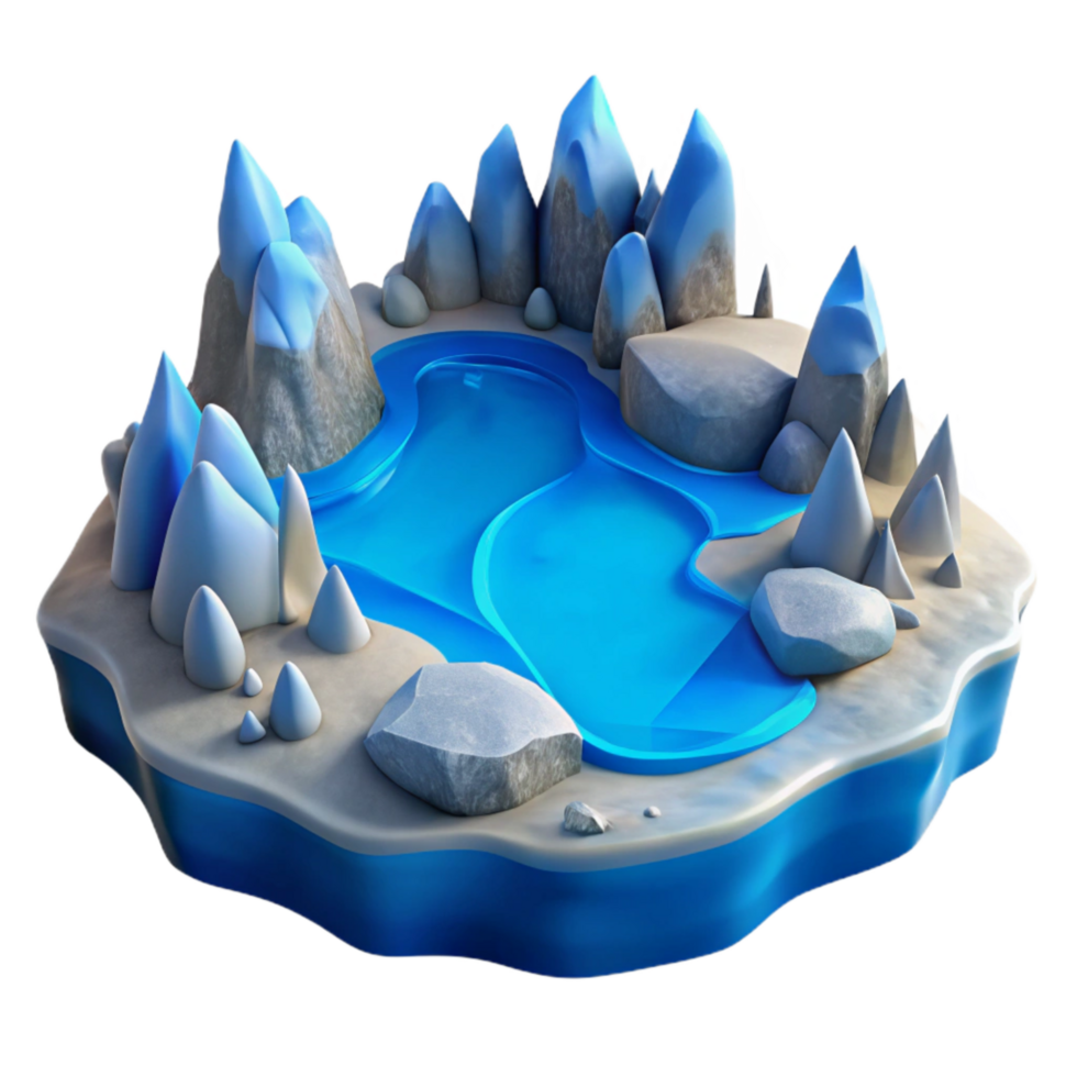 wonderful creative Icy Inlet Landscape Isolated with Blue Hues original png