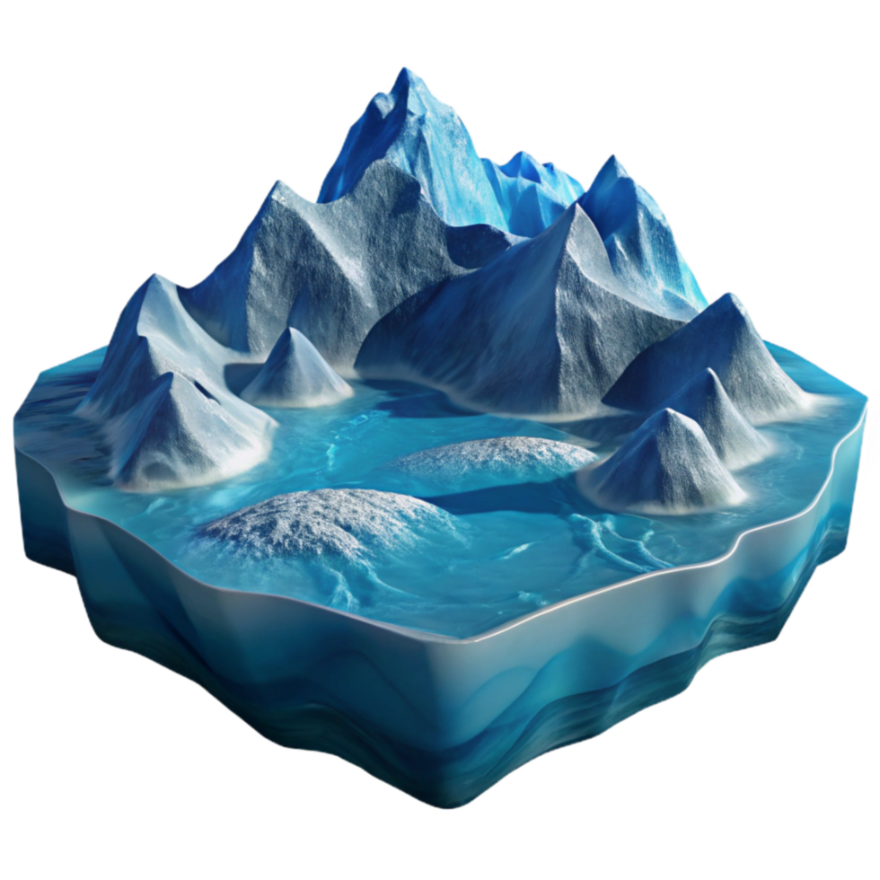beautiful abstract Icy Fjord Waters Isolated with Deep Blue Color professional png