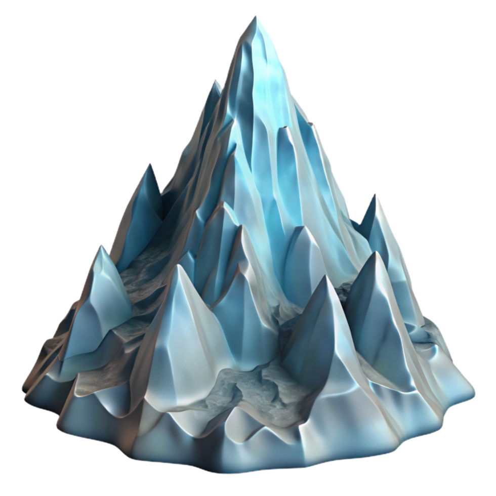 magnificent abstract Icy Mountain Peak in Fjord Isolated Element detailed png