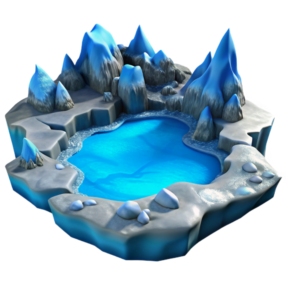 wonderful artistic Icy Inlet Landscape Isolated with Blue Hues authentic png