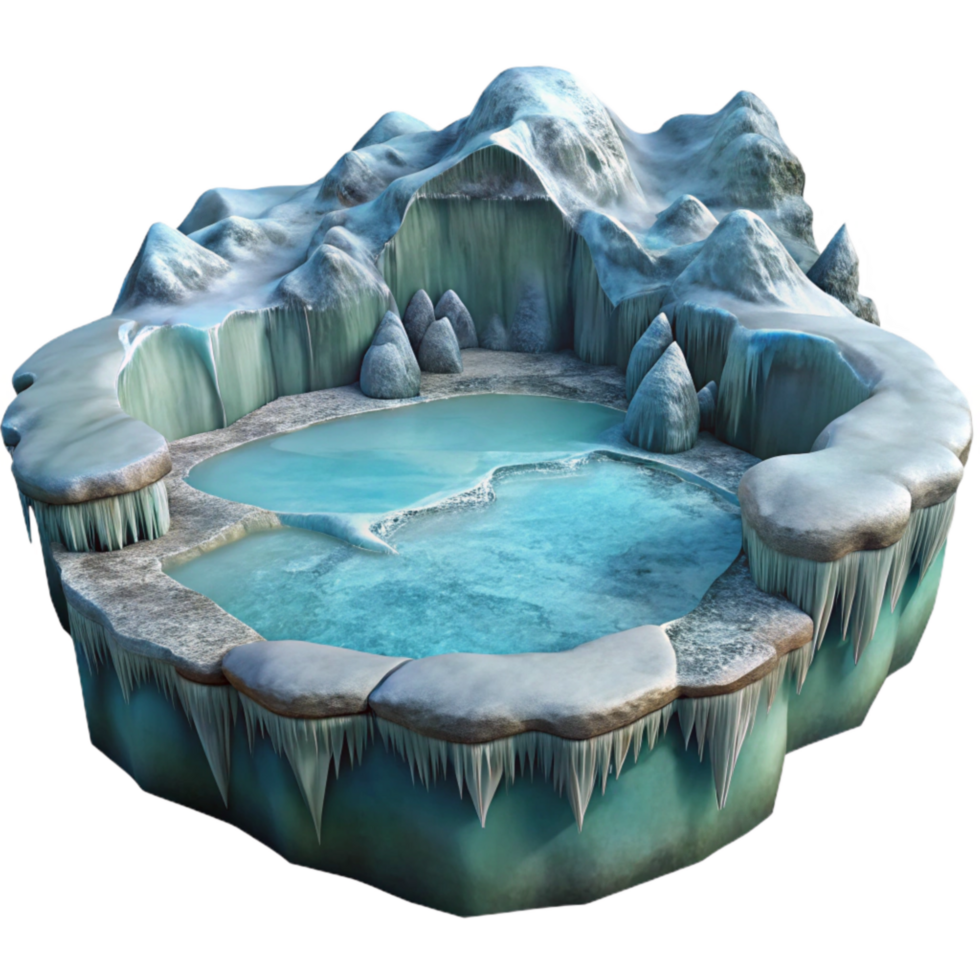 serene minimalist Icy Inlet Panorama with Transparent Background genuine png