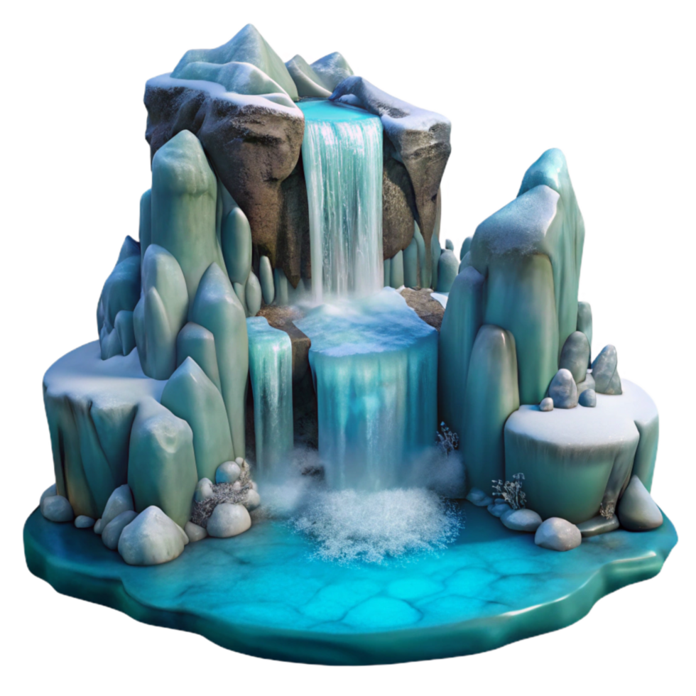 wonderful creative Icy Waterfall in Frozen Fjord Landscape Isolated Element png