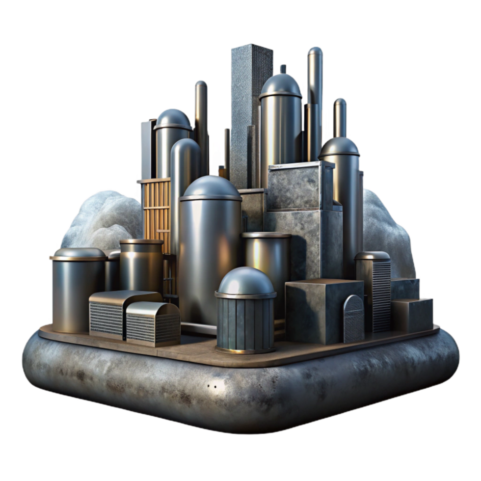 wonderful classic Industrial Sky City Cutout with Dark Metal Transparent Background exclusive png