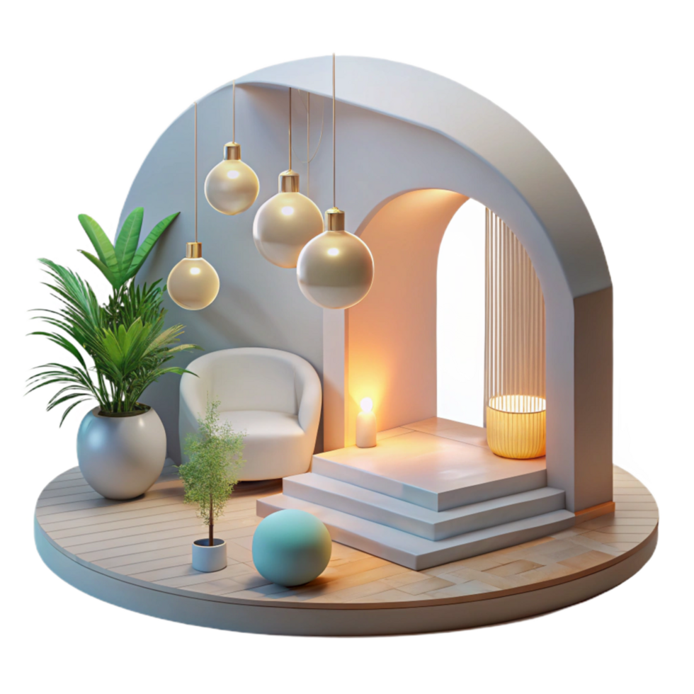 dramatic creative Interior Space with Light and Shadow Cutout original png